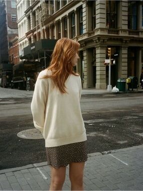 NWT Brandy Melville Brianna Cableknit Cream Oversized Crewneck Cotton Sweater OS